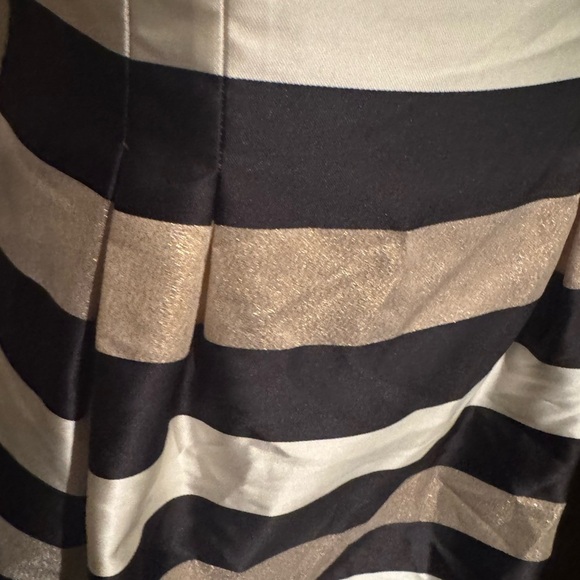 ELIZA J Black White Gold Striped A-Line Dress Sz 8P Medium Bloomingdales Jewels - Picture 12 of 13